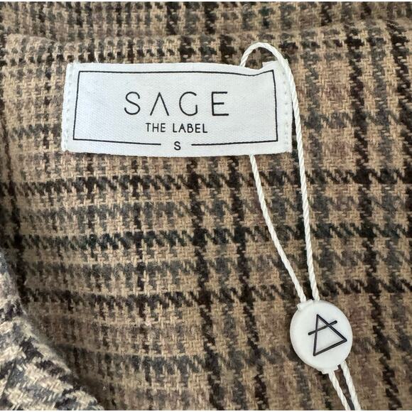 Sage The Label Plaid double flap crop Button Up top Women’s Size Small NEW Nwts - Picture 7 of 11